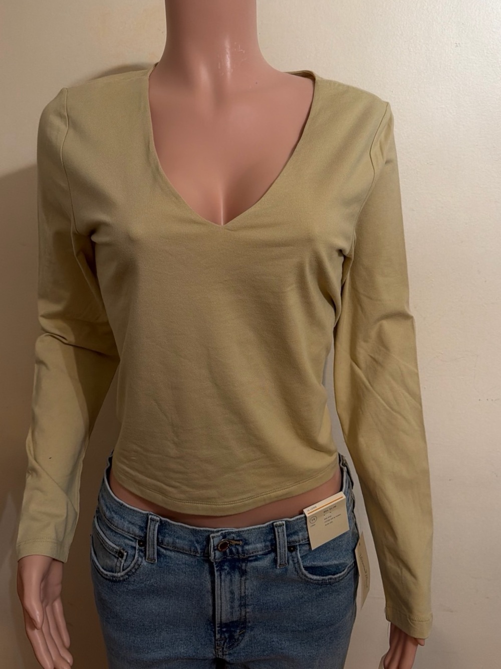 a new day V-Neck Long Sleeve Top in Light Olive